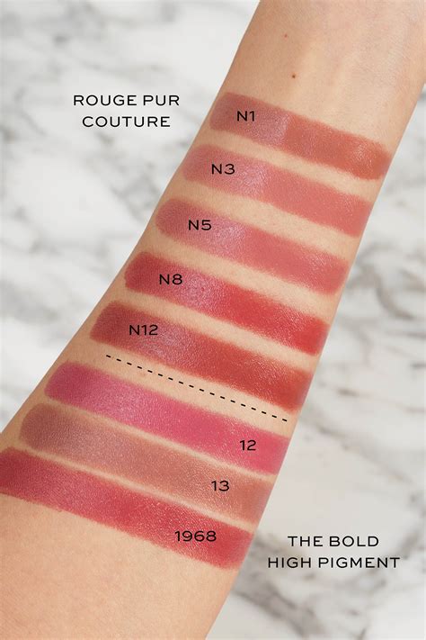 ysl lipstick swatches rouge pur couture